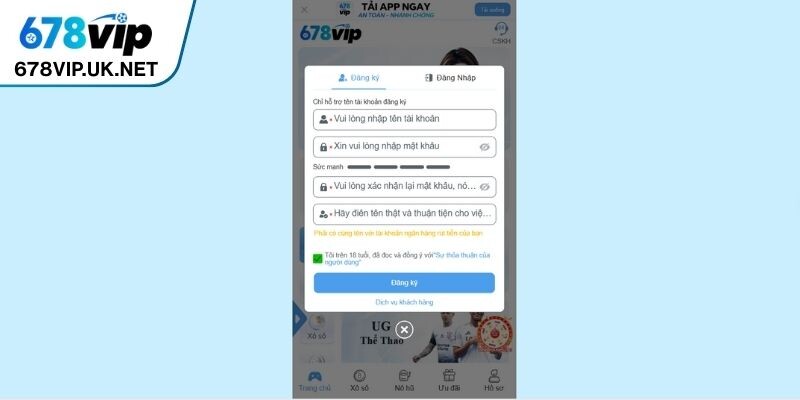 Điểm mạnh của 678vip trong quá trình đăng ký