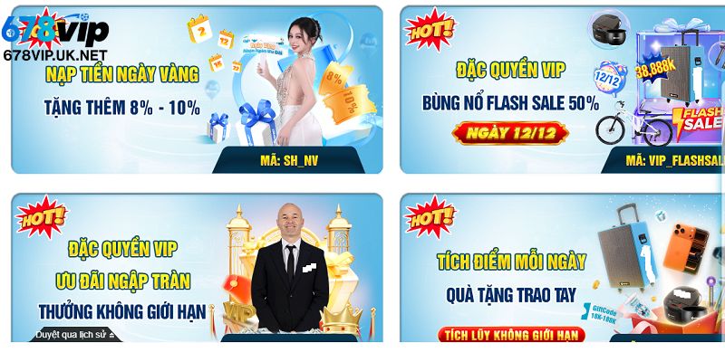 Ngập tràn khuyến mãi có giá trị lớn tại 678Vip